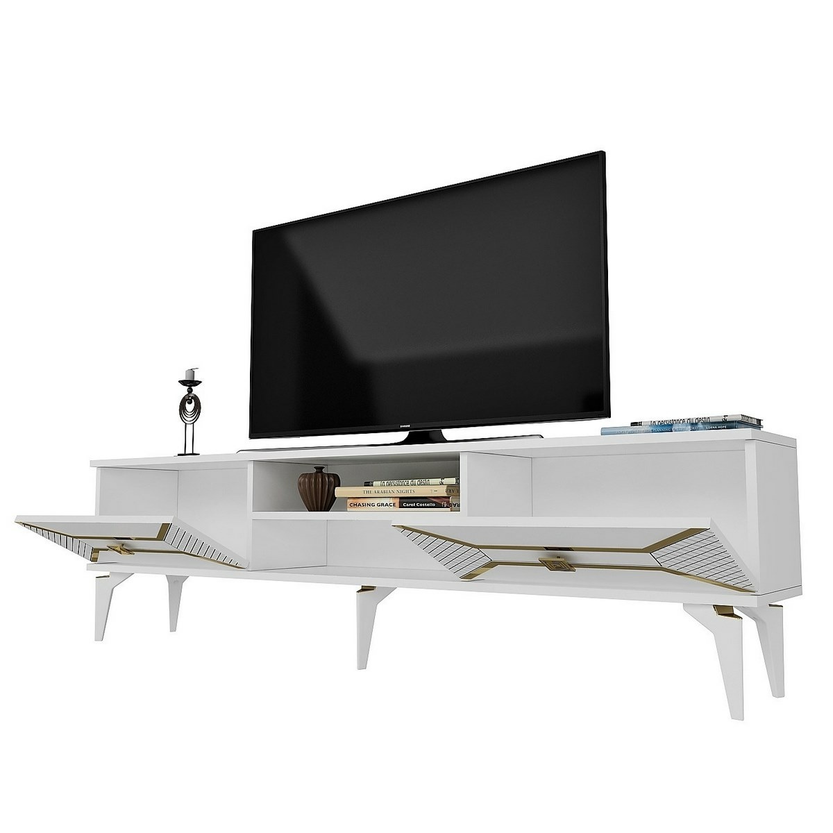 Televízny stolík Yumedi White and Gold