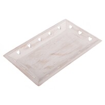 Tavă din lemn Inimioare, 33 x 19 x 3,5 cm, alb