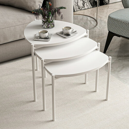 Masă de cafea Lenny White, 3 buc