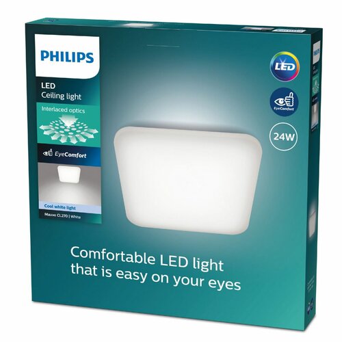 Philips 8720169195516 stropní LED svítidlo Mauve 1x 24 W 3000lm 4000K, 43 x 43 cm