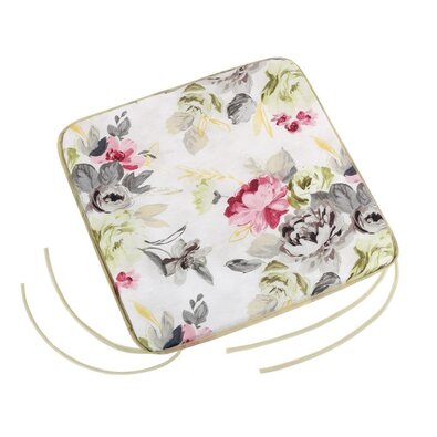 Bellatex Sitzkissen EMA glatt Blumen grau-rosa, 40 x 40 cm