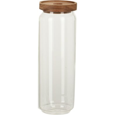 Borcan de sticlă cu capac din lemn de salcâm 1300ml