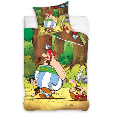 Dětské bavlněné povlečení Asterix a Obelix v lese, 140 x 200 cm, 70 x 80 cm