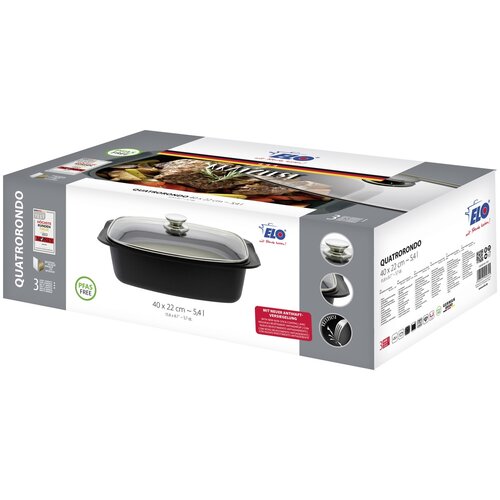 Elo 90932 Osnovna posoda za peko s steklenimpokrovom Quatrorondo 40 x 22 cm