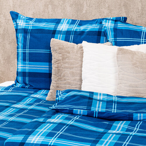 4Home Flanell-Bettwäsche Blue plaid , 220 x 200 cm, 2 St. 70 x 90 cm