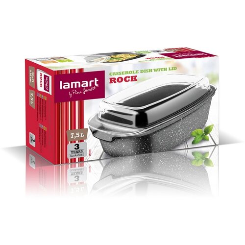 Tavă de copt Lamart LT1156 cu capac de gătit Rock7,5 l