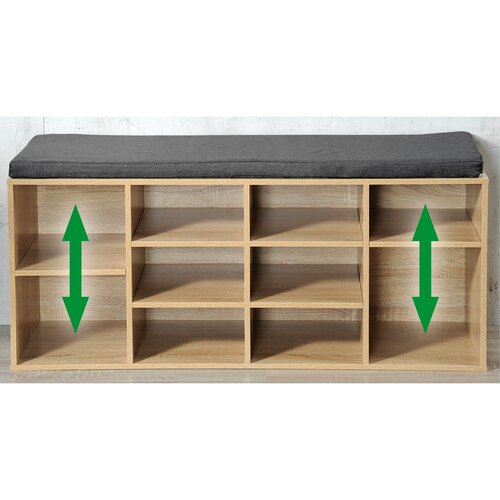 Suport pantofi cu scaun Kesper 15920, decorstejar, 103,5 x 48 x 29,5 cm