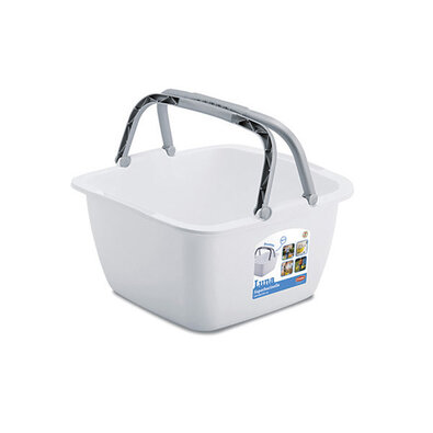 Plastično kvadratno umivalnik LUNA z ročaji, 18,5l
