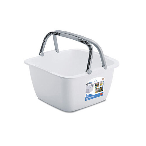 Plastično kvadratno umivalnik LUNA z ročaji, 18,5l