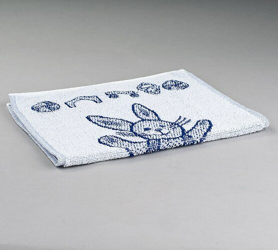 Detský froté uterák Zajačik modrý, 50 x 30 cm, biela + modrá, 50 x 30 cm