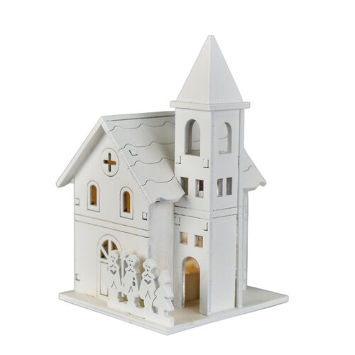 Decor iluminat de Crăciun Biserica din lemn, 8 x13 x 8 cm, LED