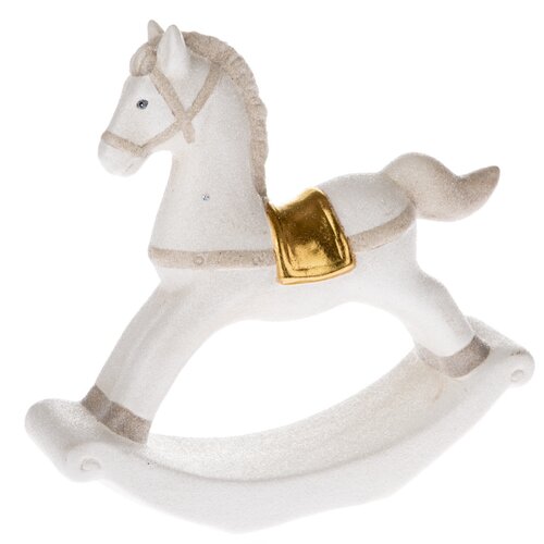 Porcelanowy konik na biegunach, biały, 17,5 x 16,5 cm