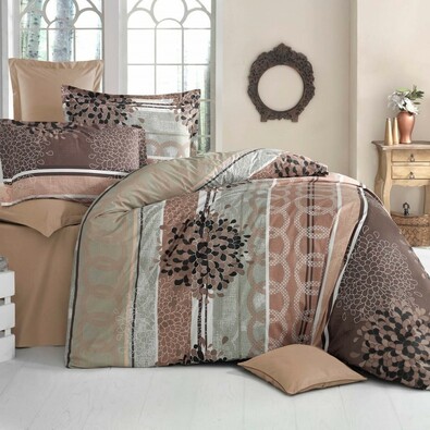 Lenjerie de pat din bumbac Delux Fantasy maro, 140 x 200 cm, 70 x 90 cm