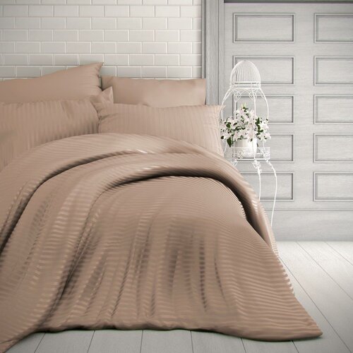 Kvalitex Satin-Bettwäsche Stripe Beige, 140 x 220 cm, 70 x 90 cm