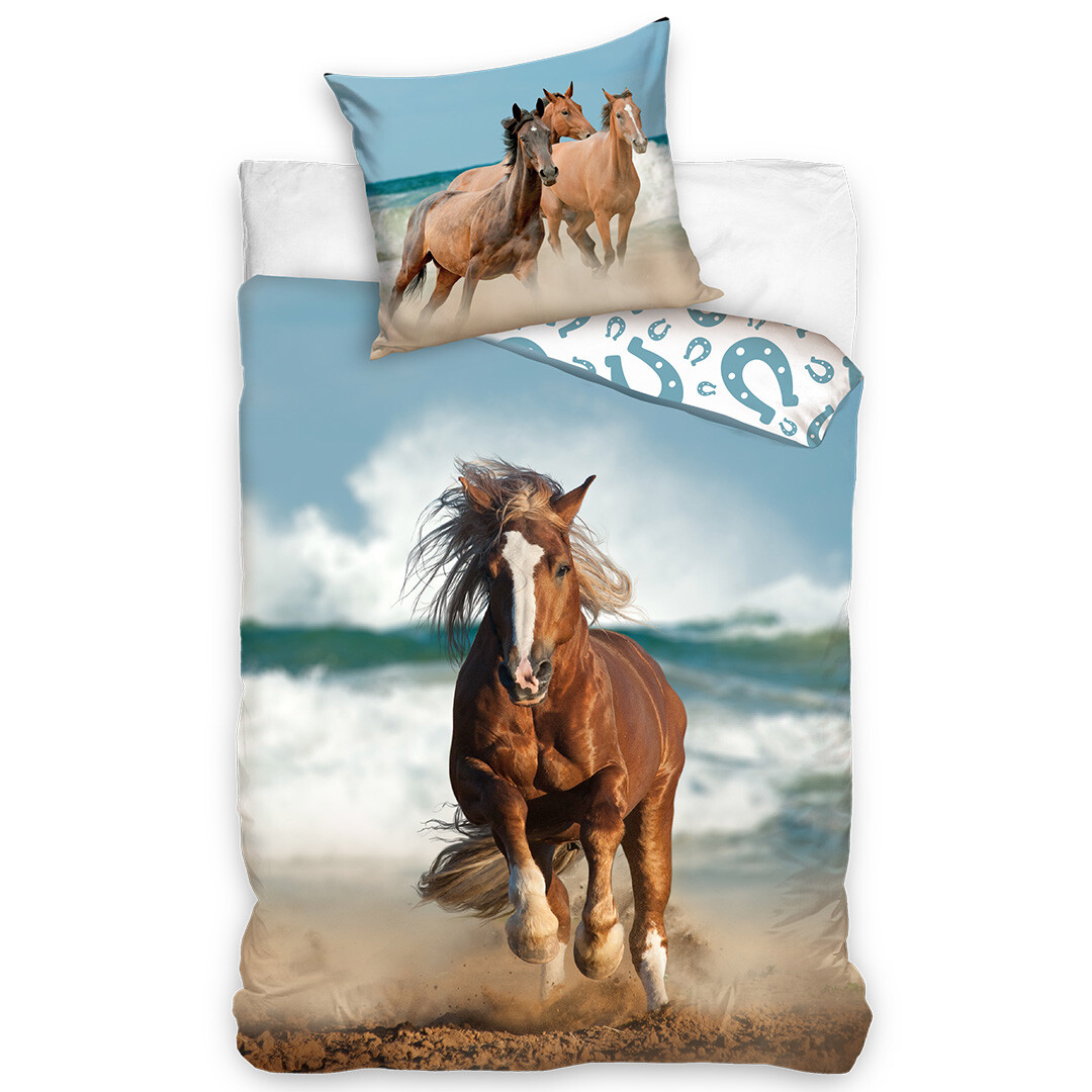 Tiptrade Bavlněné povlečení Kůň na Pobřeží, 140 x 200 cm, 70 x 90 cm