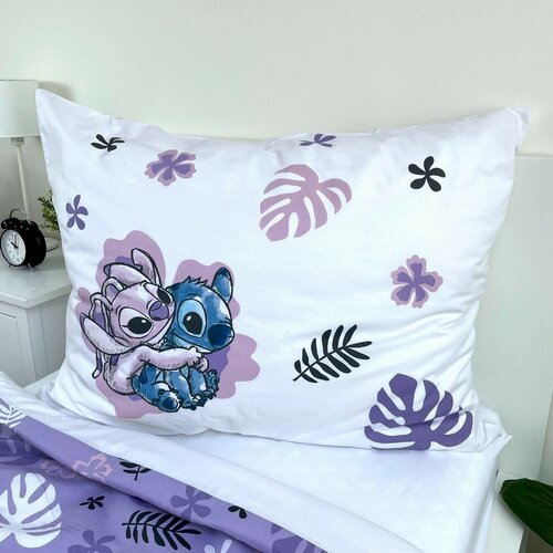 Jerry Fabrics Бавовняна постільна білизна Lilo and Stitch White, 140 x 200 см, 70 x 90 см