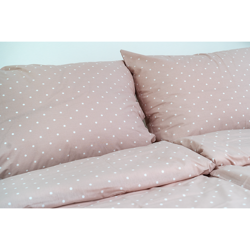 Stanex Lenjerie de pat din bumbac cu buline roz, 140 x 220 cm, 70 x 90 cm