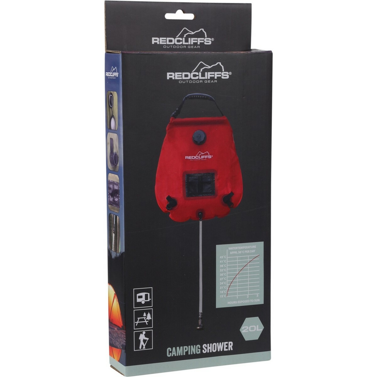 Redcliffs kempingzuhany, 20 l, piros, piros termék 2. képe