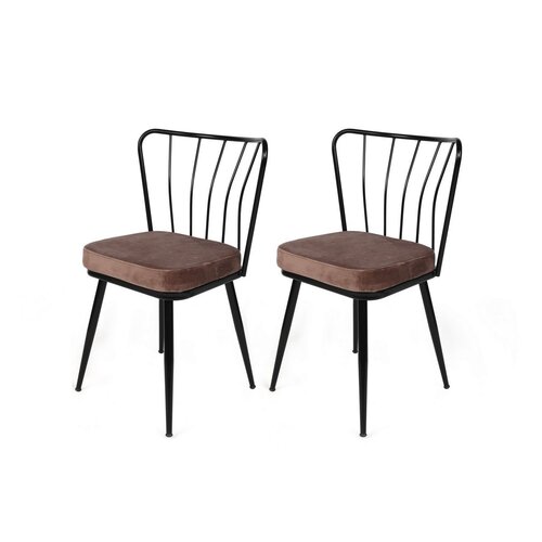 Set de scaune de sufragerie Yildiz Light Brown andBlack, 2 buc.