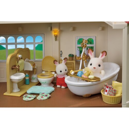 Sylvanian family 5302 Zweistöckiges Haus mit  rotem Dach und Lichtern