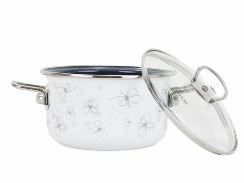 Belis Емальована каструля з кришкою Premium, білий, 16 см, 1,5 л