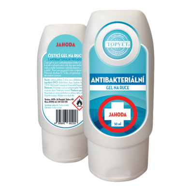Topvet Antibakteriální gel na ruce Jahoda, 50 ml