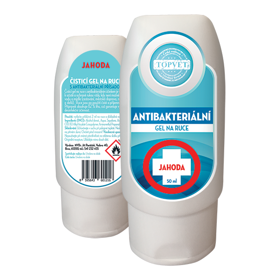 Topvet Antibakteriálny gél na ruky Jahoda 50 ml