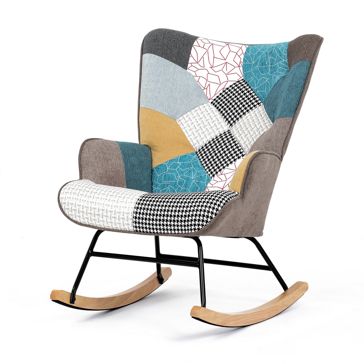 Fotel bujany PW2, patchwork