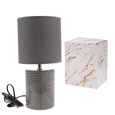 Keramická stolní lampa Matrix 33 cm, šedá