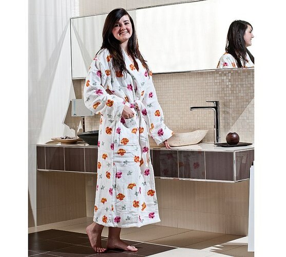 Damski szlafrok z kwiatami, S/M