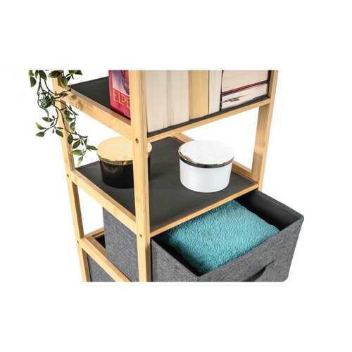 G21 Bambusový regál s košíky, 5 polic, šedá