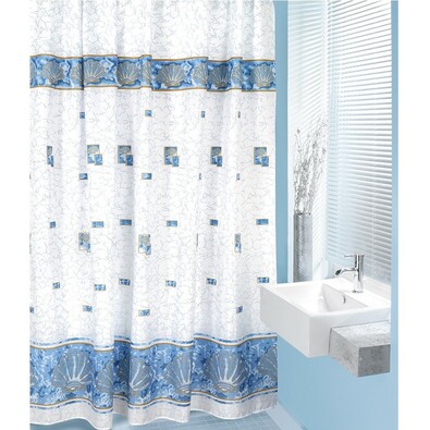 Zasłona prysznicowa Muszle niebieski, 180 x 200 cm