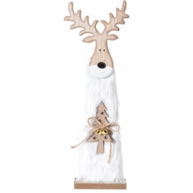 Świąteczny Renifer drewniany Erwin biały, 40 cm
