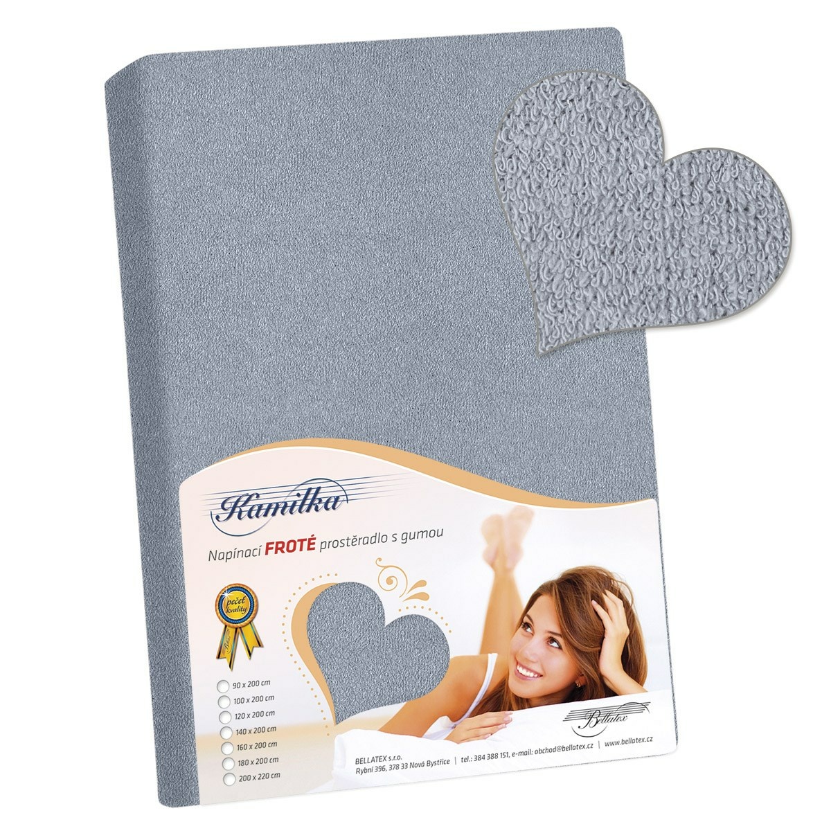 Bellatex Froté prestieradlo Kamilka sivomodrá, 200 x 220 cm