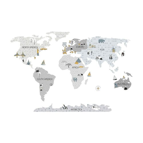 Bayo Samolepka na zeď Mapa M, siva
