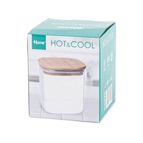 4Home Steklena posoda za živila z pokrovom Bamboo,550 ml