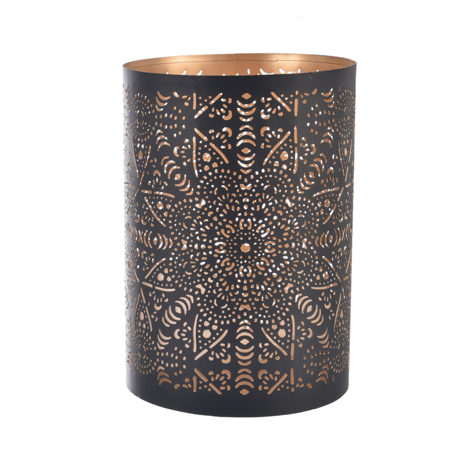 InDecor Suport de lumânări din metal Mandalanegru, 13 x 22 cm, L