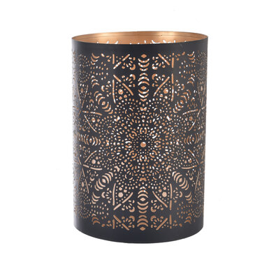 InDecor Sfeșnic metalic Mandala negru, 13 x 13 x22 cm