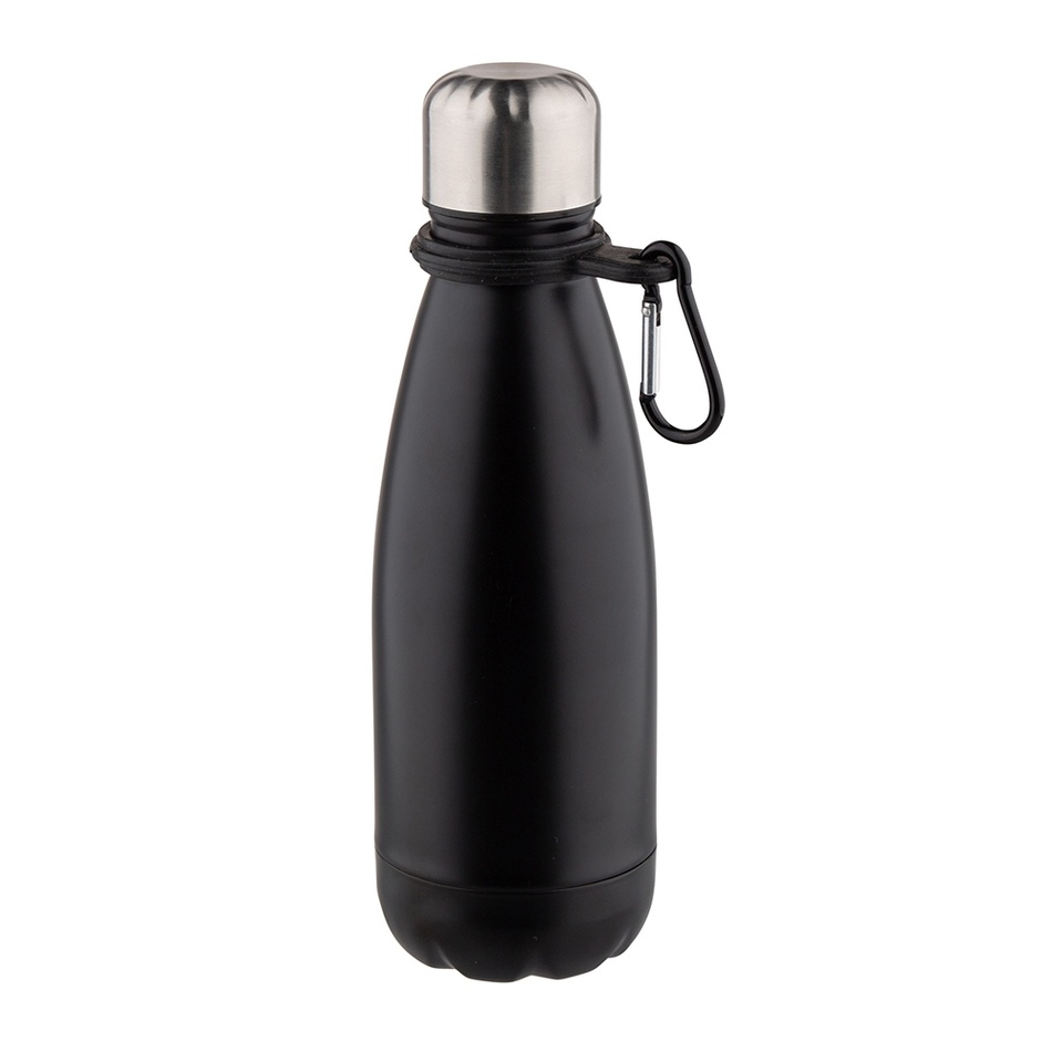 Altom Rozsdamentes acél vizes palack karabinerrel350 ml , fekete, fekete termék 2. képe