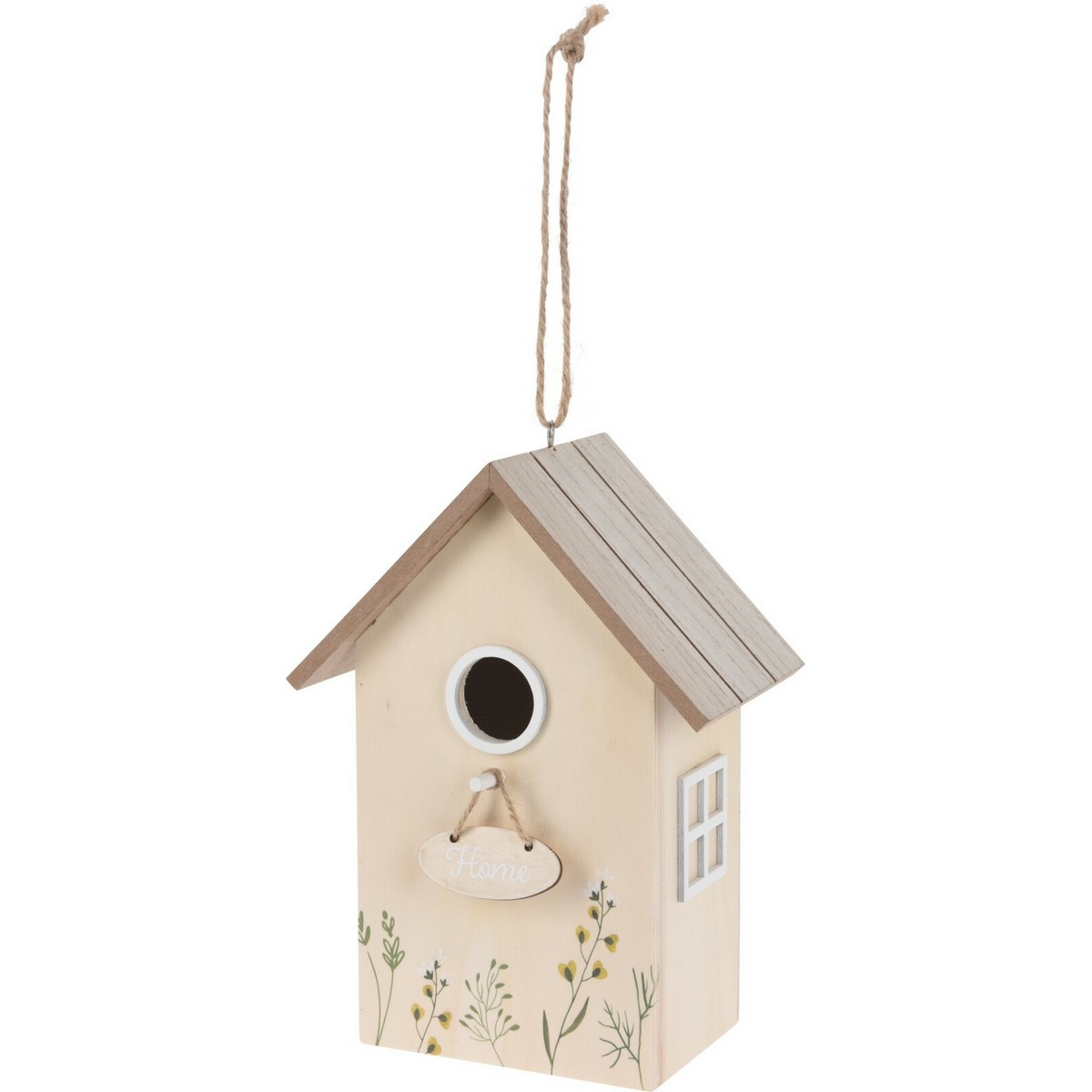 Drewniana budka dla ptaków Home, naturalna, 16,5 x10 x 21,5 cm