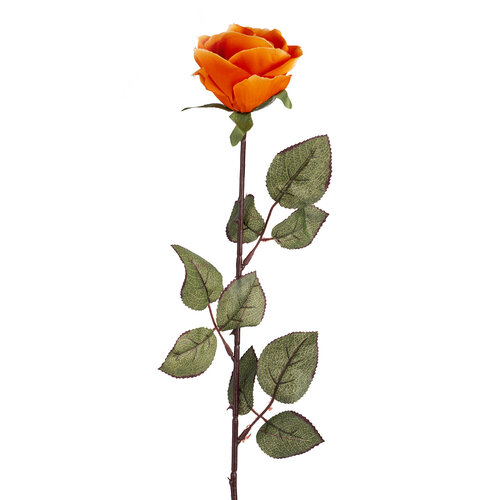 Umělá květina Růže velkokvětá 72 cm, oranžová