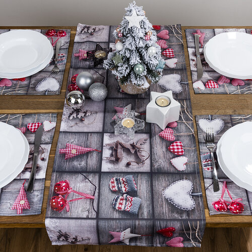 Faţă de masă de Crăciun Decoraţiuni, patchwork, 40 x 90 cm