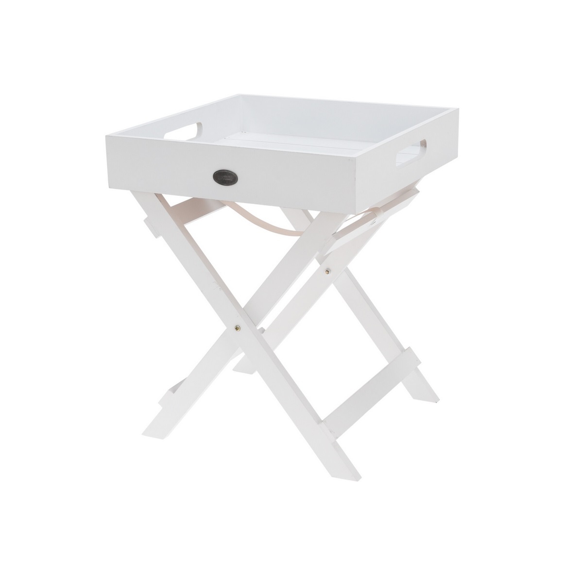 Dekorační skládací stolek s podnosem Living bílá, 30 x 30 x 36 cm