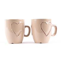 Sada kameninových hrnčekov Heart 150 ml, 2 ks, béžová Sada kameninových hrnčekov Heart 150 ml, 2 ks, béžová