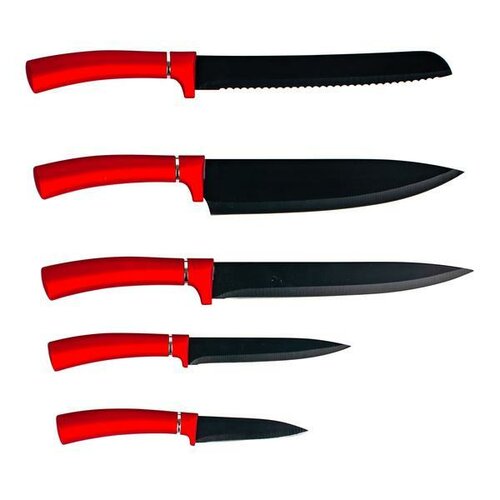 Kitchisimo Sada nožů s nepřilnavým povrchem, 5 ks, červená