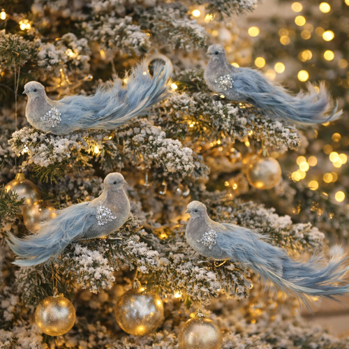 Niebieski paw z klipsem, 25 x 8 x 6 cm, komplet 4 szt.