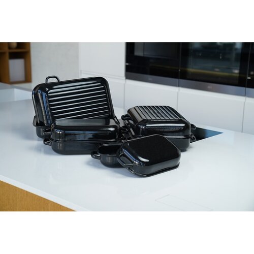 Tavă de copt dublă emailată cu nervuri Belis, 40cm