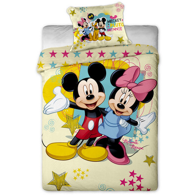Dětské povlečení Mickey a Minnie micro, 140 x 200 cm, 70 x 90 cm