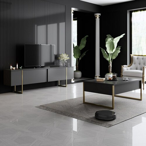 Konferenční stolek Luxe Anthracite and Gold
