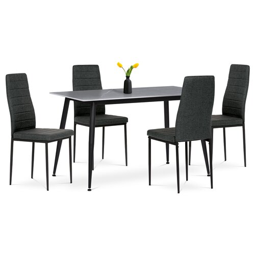 Set de masă Mramor cu blat ceramic și 4 scaune,negru